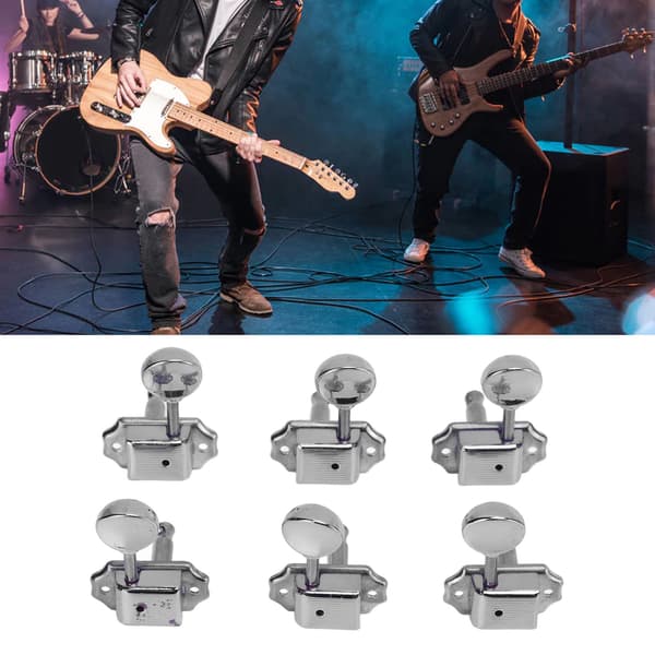 6 st gitarrsträngstämningsmekanik i metall, stämnyckel, maskinhuvudset, kit för akustisk elgitarr, silver