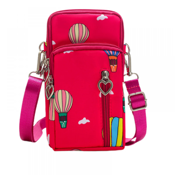 Kvinnor stor Crossbody-väska Mobiltelefonväska Korthållare Plånbok Armväska, Myntväska (stor, rosa röd ballong)