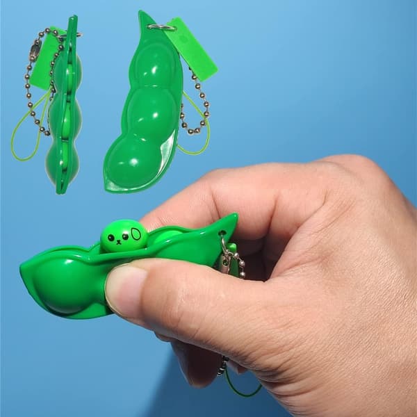 6 st Pop Pea & Peanut Fidget-nyckelringar - Sensoriska stressavlastningsleksaker för barn och vuxna, bärbart handfidgetleksaksset