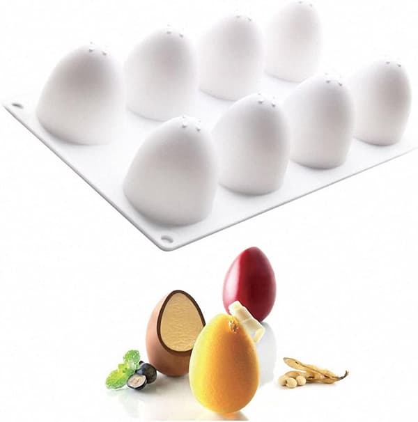 8-hulrum 3D påskeæg silikoneform - Non-stick bageform til moussekage, chokolade, slik, gelé og badebomber, perfekt til påske