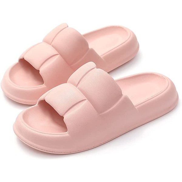 Pudeslippers til kvinder og mænd Cloud Slippers skridsikre hurtigtørrende badeværelses- og brusebadsslippers, åben tå bløde tykke slippers (Pink)