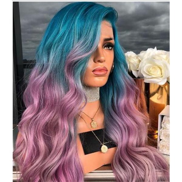 Kvinners Parykk Gradient Farge Lang Krøllete Syntetisk Hår Varmebestandig Cosplay Parykk
