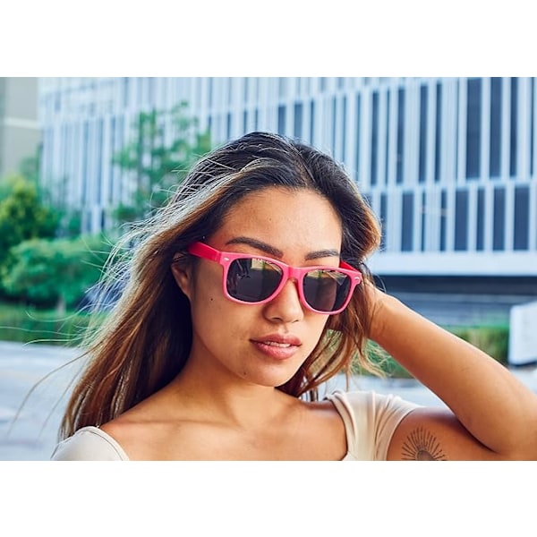 Retro Solglasögon 80-tals Klassisk Vintage Unisex Nerd Färgade Bågar UGGLE Smoke Hot Pink