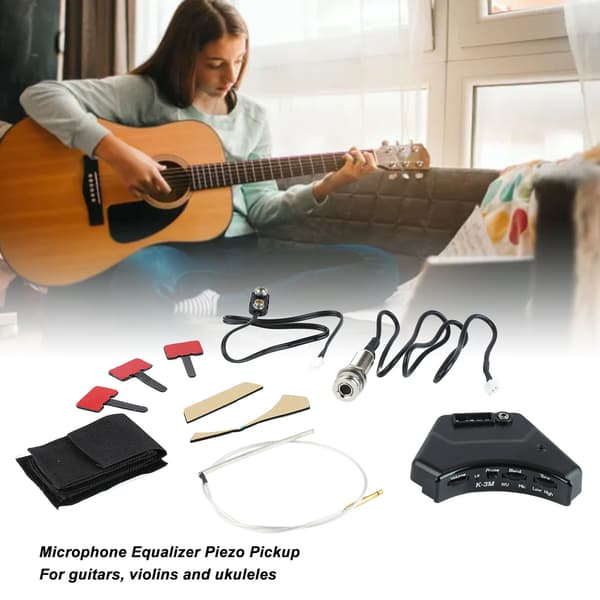 Mikrofon Equalizer Piezo Pickup Lydhul til Akustisk Folk Guitar Tilbehør