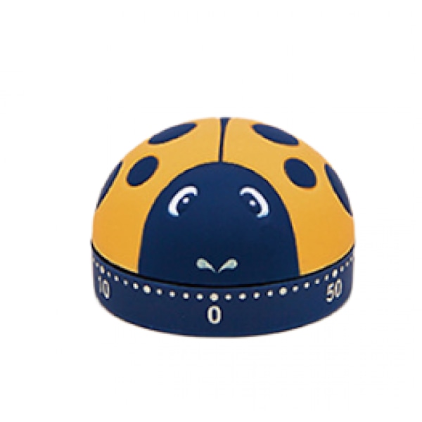 2-pack söta nyckelpigor kökstimer, 100 % mekanisk timer för barn, 60 minuters djurtimer för matlagning/läsning/sport. (Orange och blågröna nyckelpigor)
