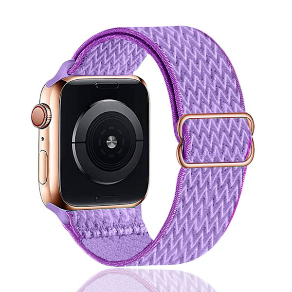 Stretchig rem för Apple-klockor Justerbar stretch flätad elastisk väv nylon för iWatch 7 --- Lila lila (42/44/45 mm)