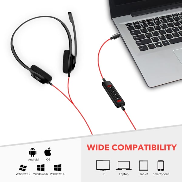 USB-C-kuulokemikrofoni kannettavalle puhelimelle, kuulokkeet melunvaimennusmikrofonilla tietokoneelle, korvan päälle langalliset toimistopuhelut C