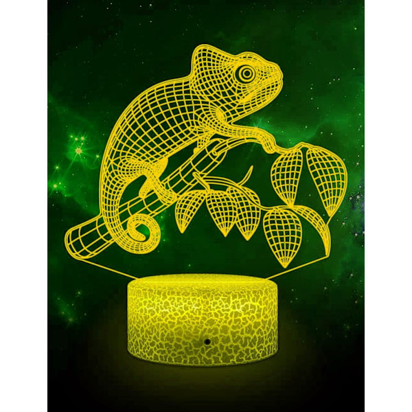WJ 3D Kameleont Nattlampa LED Illusion 16 Färgförändrande Fjärrkontroll Bordslampa Dekorationslampor Födelsedagspresent Akrylbas USB-kabel Leksak