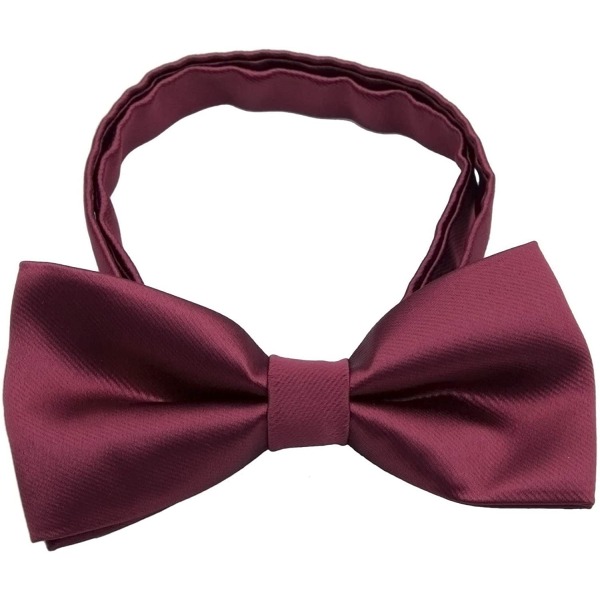 Classic Boys Bow Ties - Wedding Formal Pretied Adjustable Silk Bow Tie for Kids, Wine Red