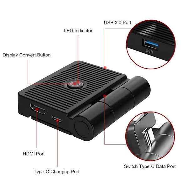 Förbättrad version tv-dockningsstation för Nintendo Switch, bärbar tv-dockningsstation för Nintendo Switch (switch-docka)