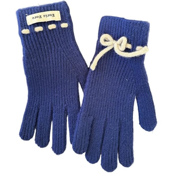 Vinterhansker for kvinner Søte Ribbestrikkede Varme Hansker Preppy Votter Y2k Trendy Håndvarmere Termiske for Utegåing