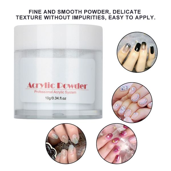 10g Akrylpulver 3D Tredimensionel Udskæring Negle Manicure Krystalpulver Negledekoration 01