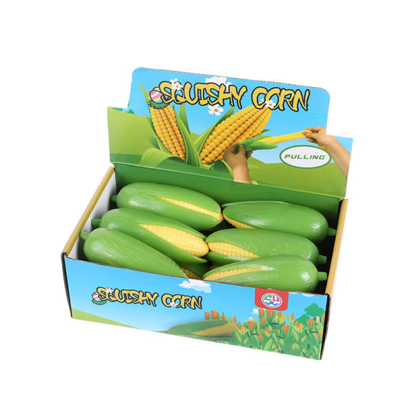 12 stycken Fake Corn Toy Fake Corn Mjuk Stress Relief Leksaker Gummi Stretchy Banan Frukt Stress Leksak Party Favors för små (majs stil)