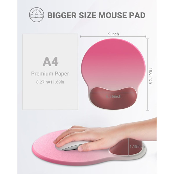 Ergonomisk Musematte med Håndleddstøtte, Komfortabel Musematte Håndleddstøtte, Lindrer Håndleddssmerter Gel Musematte, Sklisikker Gummisokkel Musematte
