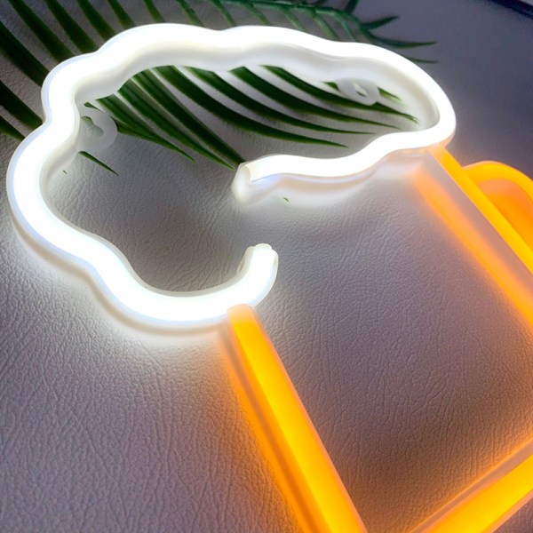 Öl Neon Skyltar Öl Skyltar Gul Vit Neon Ljus Väggdekor för Bar Nattklubb Strand Butik Design Semesterfirande Fest Dekor