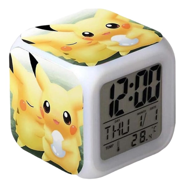 Anime Cartoon Väckarklocka One Piece LED Kvadratisk Klocka Digital Väckarklocka med Tid, Temperatur, Alarm, Datum