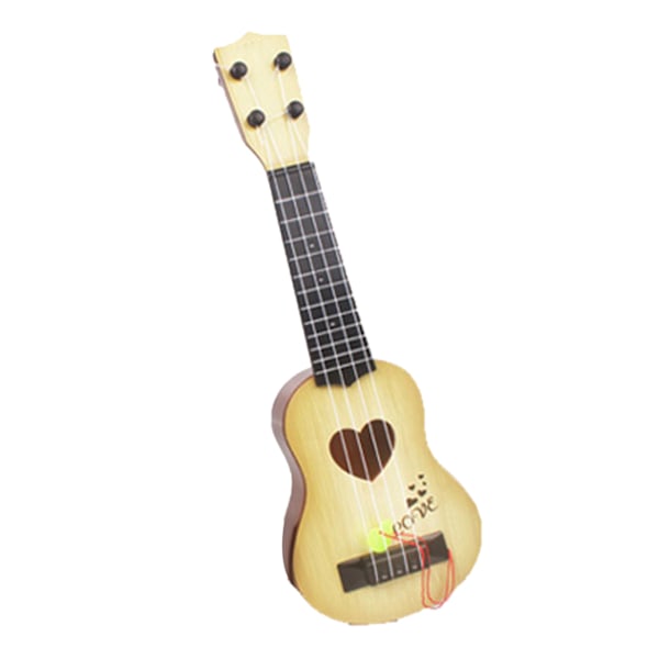 Simulation Ukulele 4 String Adjustable Ukulele Kids Musical Instrument Toy for Early Education 35cm Khaki