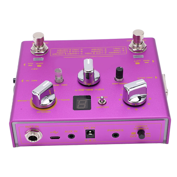 Vokaleffekter Justerbar 9 Reverb 12 Intervaller Maj Min Metall Effekt Pedal DC 9V 500mA