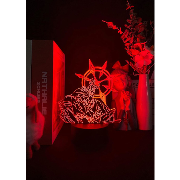 Genshin Impact Figurine Albedo 3D Illusion Lampe til Soveværelsesindretning LED Lys Sengeborde Natlamper Børnegave Abedo, huvudstad i Moçambique