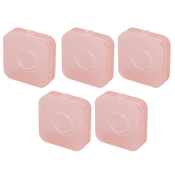 5 stk. Transparent Pink Makeup Puff Opbevaringsboks Bærbar Støvfri Åndbar Pudder Puff Beholder Holder