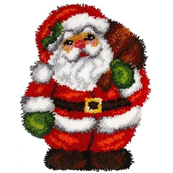 DIY Juldekoration Snögubbe Jultomte Julgran Mönster Virkad Matta Tryckt Canvas Matta（178）
