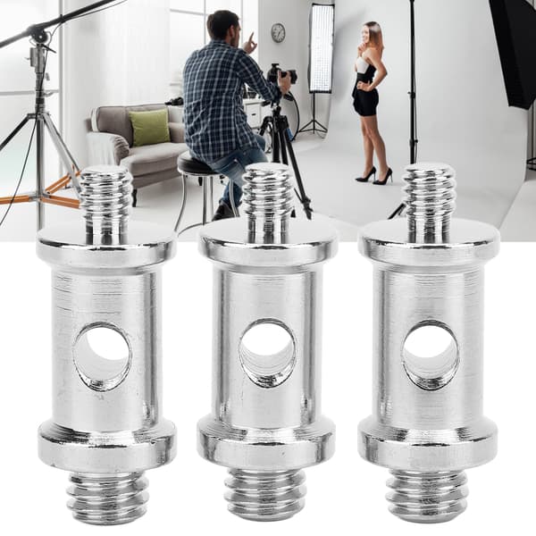 3 stk. 1/4 til 3/8 tommer han-konverter gevindskrue tapstuds til kamerastativ monopod studiolysstativ