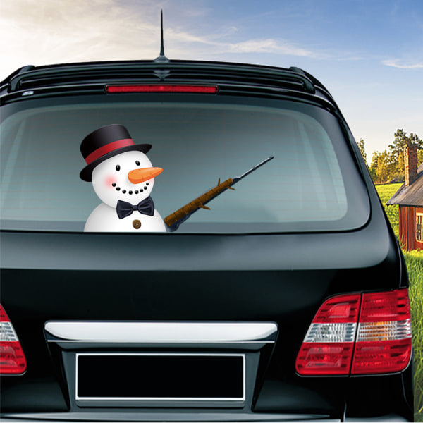 (1 pack) Santa Claus wiper Sticker Removable car windshield wiper Sticker Car Sticker (snowman with branches)