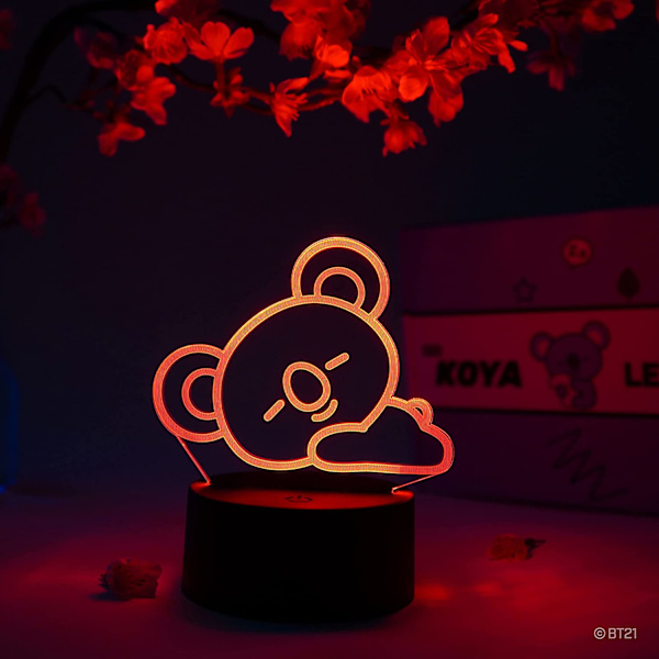 KOYA LED-lampe – BT21 – Lampefigur nattlys, 16 farger RGB LED – Fjernkontroll, 3D romdekor gave til UNISTARS
