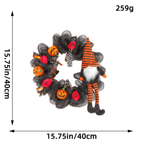 Halloween Måne Katt Girlang Dörrhänge Festival Döda Gren Växter Nymåne Halloween Dekoration Black mesh doll