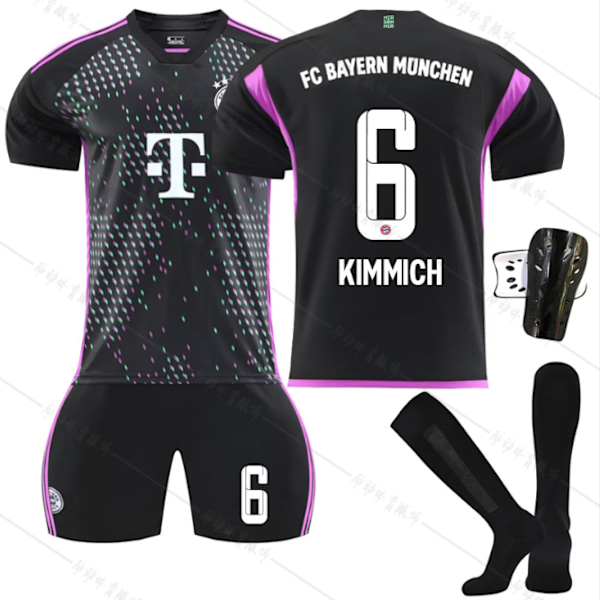 23/24 kauden Bayernin vieraspelipaita setti sukkien ja suojavarusteiden kanssa No.6 KIMMICH Barnstorlek20