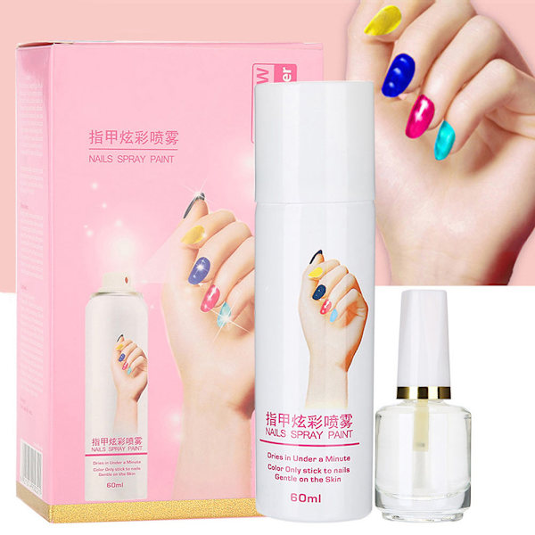 6 färger Manikyr Nagellack Spray Baslack Snabbtorkande Sprayning Lätt Tvätt Nagelspray 04