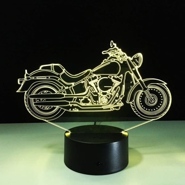 Motorsykkel Motorsykkel 3D Optisk Illusjon Bordlampe 7 Farger Endre Timing Fjernkontroll og Berøring Knapp LED Nattlys