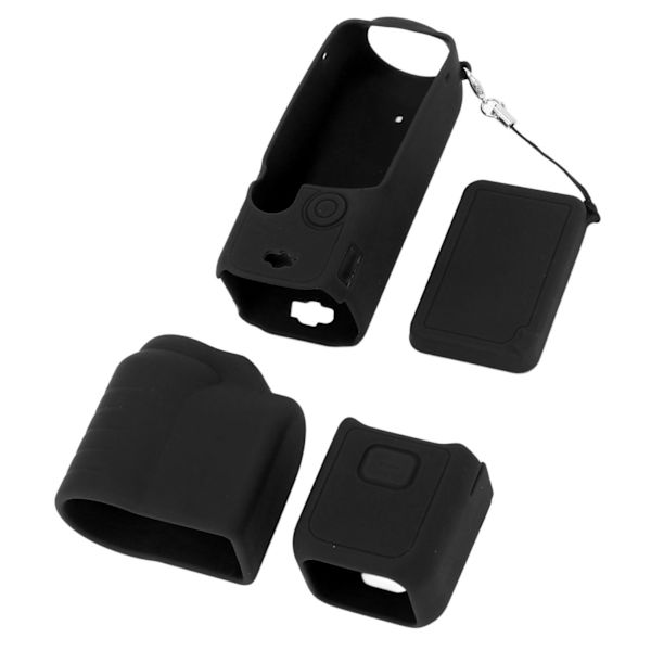 4 i 1 skyddande fodral för Osmo Pocket 3 silikon skärmskydd linsskydd ärm actionkamera tillbehör set med snöre svart