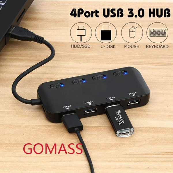 Höghastighets USB 3.0 4-ports hubb en för fyra USB3.0-hubbtillverkare 4/7 portswitch