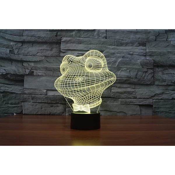WJ 3D Groda Fjärrkontroll 16 Färg Nattljus Illusion Akryl LED Bordsängslampa Barn Sovrum Skrivbordsdekor Födelsedagspresenter Leksak för Barn
