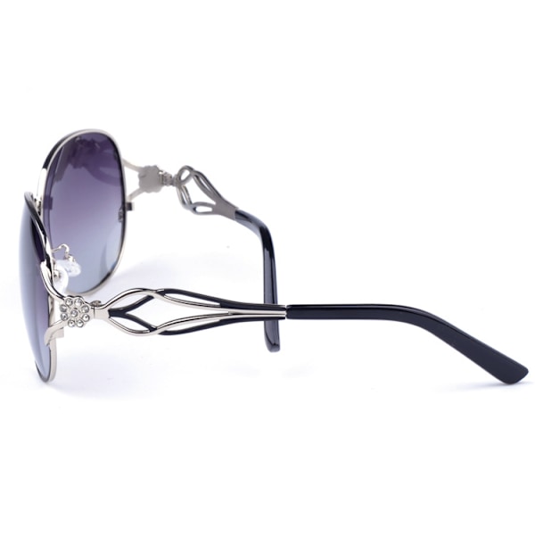 Dame Polariserende UV-Beskyttende Runde Solbriller, Sort