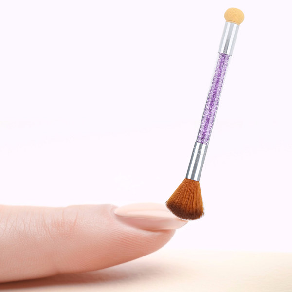 Multifunktionell dubbelhuvud nagelkonst dammborste nagellack svampfärgningspenna (lila)