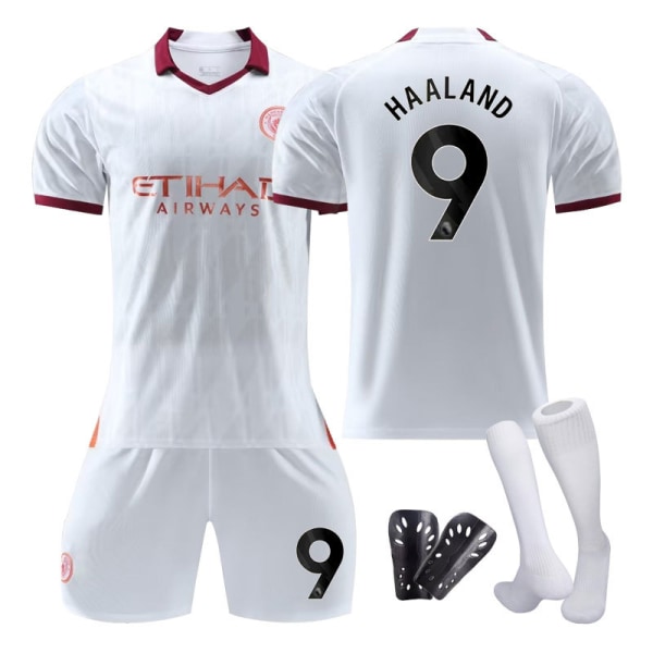 23/24 Manchester City vieraskenttä lasten jalkapalloasu sukkineen ja suojavarusteineen 9 HAALAND Children's size20