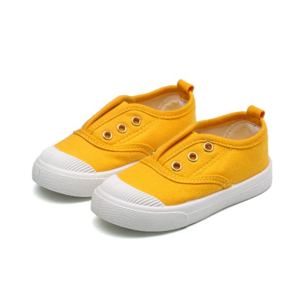 Drenge- og pigesko i lærred, lette slip-on sneakers, løbesko - gul (størrelse 21)