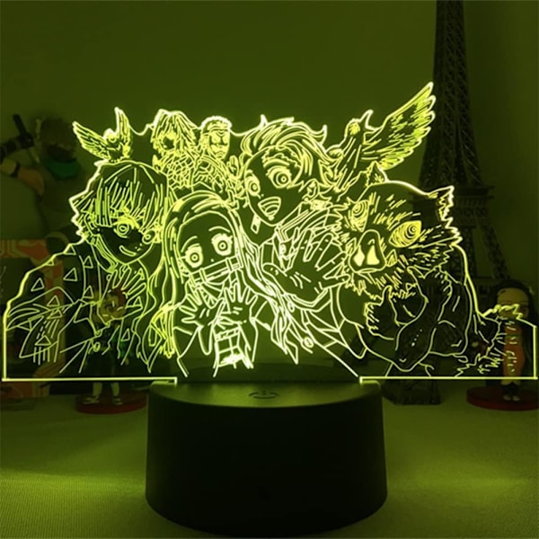 WJ 3D Led Illusion Lampe Anime Natlampe til Børneværelse Dekoration 7 Farve Touch/Fjernbetjening 16 Farver Skiftende USB Skrivebordslamper
