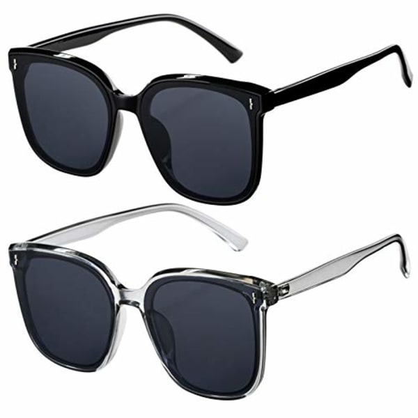 Trendy Oversized Solbriller for Kvinner Menn, Vintage Square Frame Shades med UV400 Beskyttelse Flat Linse