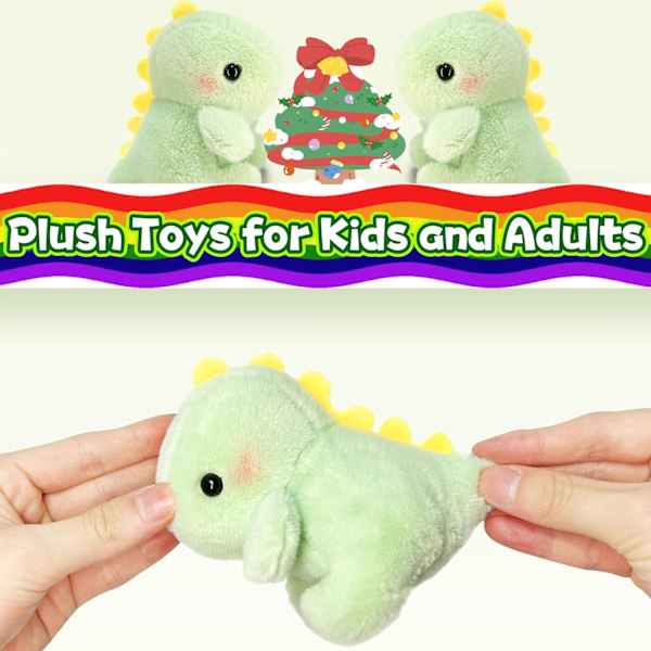 Fett Dinosaur Myke Dyr, Dino Kawaii Plussj Leke for Jenter og Gutter, Myk Dinosaur Plussj Leke Nøkkelring, Liten Dinosaur Plussj Light Green