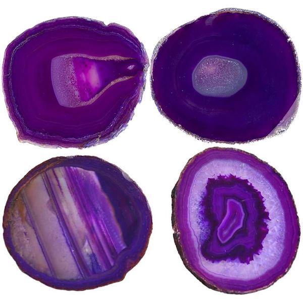 JIC Gem 3-3,5'' Purppuraan Värjätyt Akatsikierrokset Viipaloitu Pieni Koko Brasilialainen Luonnollinen Akatsi Geodi Kiillotettu Kumipuskurilla Koti Sisustus
