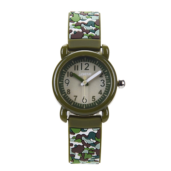 Kamouflage watch, printed silikonrem, vattentät watch för flickor och pojkar 2-12 år gamla, bästa presenten för barn（grön）