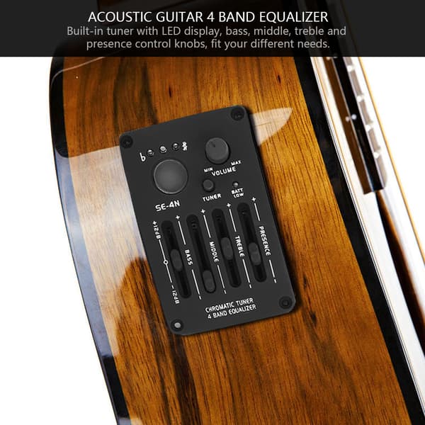 SE-4N 4-bånds EQ-equalizer pickup-tuner til akustisk guitar, musikinstrument tilbehørssæt
