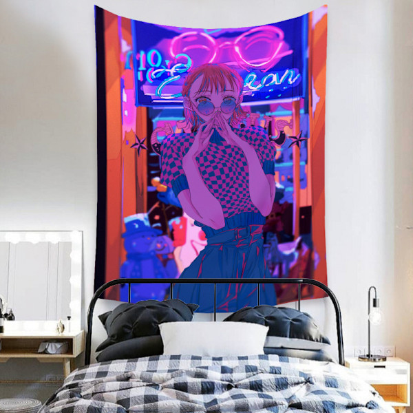 Wekity Anime Gobeläng Estetisk Konst Hembakgrund Tyg Dekor Present Boho Gobeläng för Vardagsrum Sovrumsdekor (614-27, 39 X 59 tum )