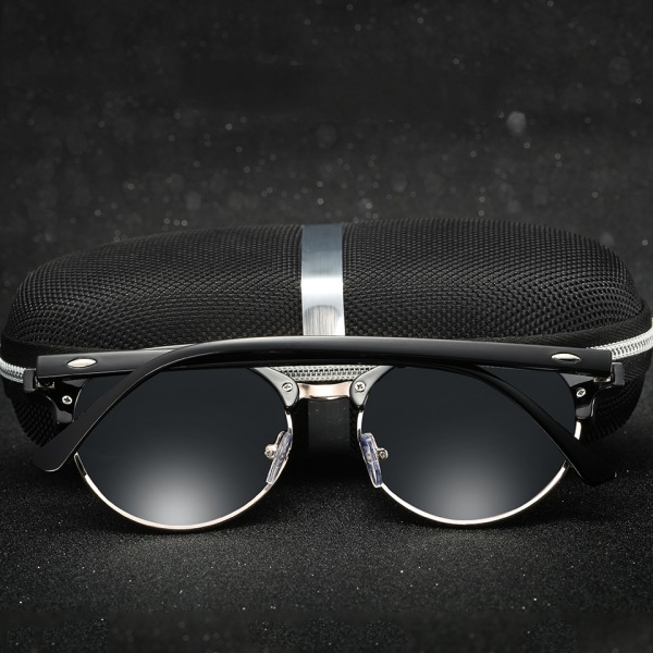 Retro Round Double Bridge Polarisoivat Aurinkolasit Naisille ja Miehille Kaksoislasit Pyöreät UV400 Sunnies