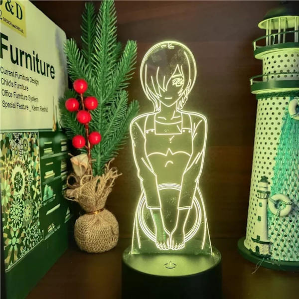 WJ Anime Tokyo Ghoul Touka Kirishima 3D-lampa i akryl för sovrum, sängbord, skrivbord, dekoration, födelsedagspresent, nattlampa för pojkar PXJD