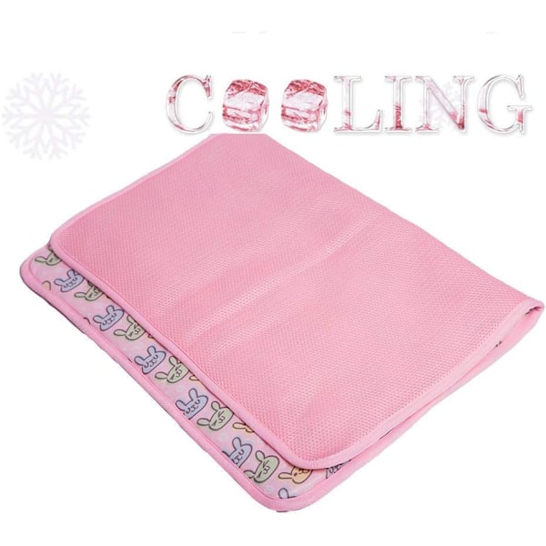 Kæledyrs is silke måtte, kæledyrs kølemåtte, sommer kølig bambusmåtte, åndbar måtte (pink, 70*50cm) M