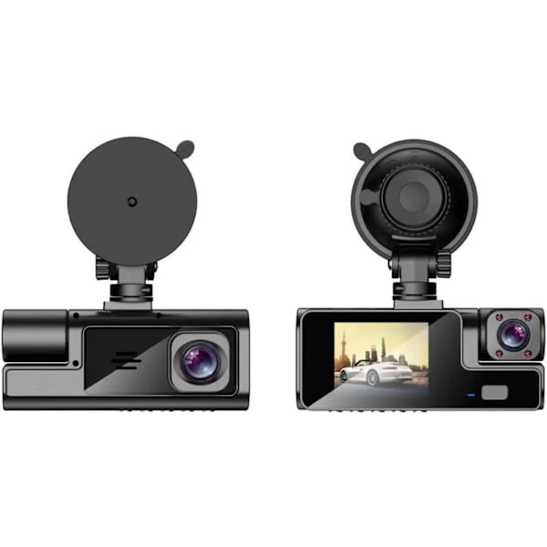 Dashcam, Dubbel Dashcam Fram och Inuti FHD 1080P, 64 GB-kort Inkluderat, Dashcams för Bilar med 24H Parkeringsövervakning, Loop-inspelning,